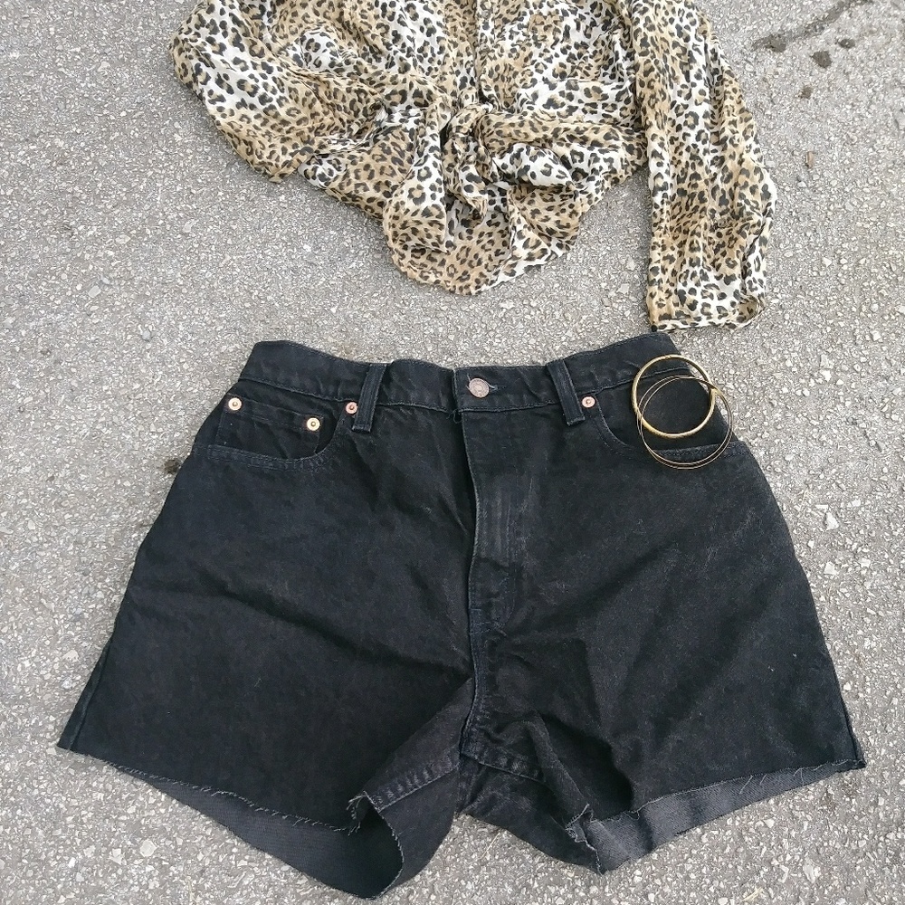 Levi's black high waisted shorts